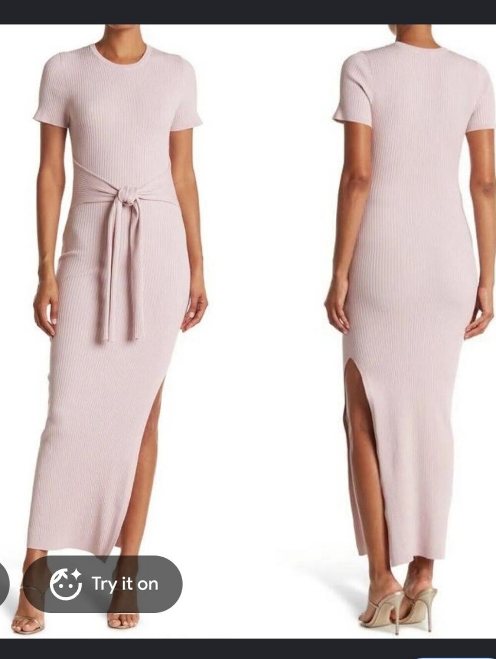 Ronny Kobo Collection Ribbed Tie-Waist Maxi Dress - Pale Lavender